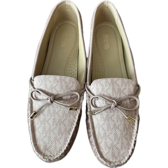 Michael Kors Sutton Moc Loafers Fawn Pink Logo Size 10 New - Picture 2 of 9